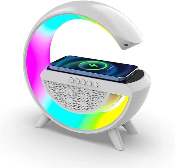 G-Shape LED Wireless Charging Speaker Lamp | 4 in 1 Lamp with Bluetooth Speaker | G-Shape Atmosphere Lamp | G Shape Lamp | G Lamp | G Shape Wireless Charger With Lamp  Best Quality