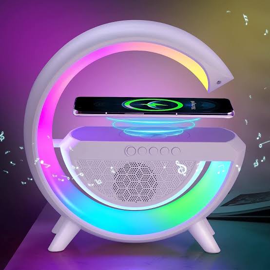 G-Shape LED Wireless Charging Speaker Lamp | 4 in 1 Lamp with Bluetooth Speaker | G-Shape Atmosphere Lamp | G Shape Lamp | G Lamp | G Shape Wireless Charger With Lamp  Best Quality