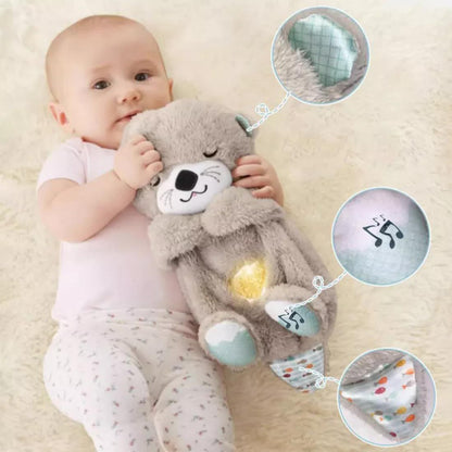 Breathing Teddy Otter Glowing Music for Baby Sensory Sleep Lights Rhythmic Soft Toy Simulation Plush for Babies Kids Soothing sound