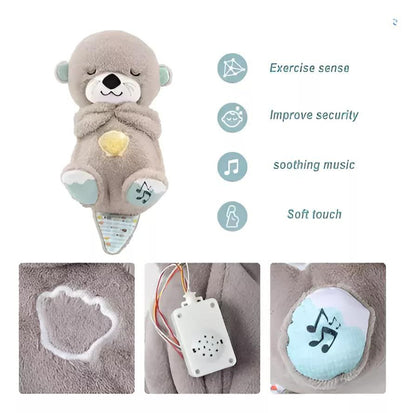 Breathing Teddy Otter Glowing Music for Baby Sensory Sleep Lights Rhythmic Soft Toy Simulation Plush for Babies Kids Soothing sound