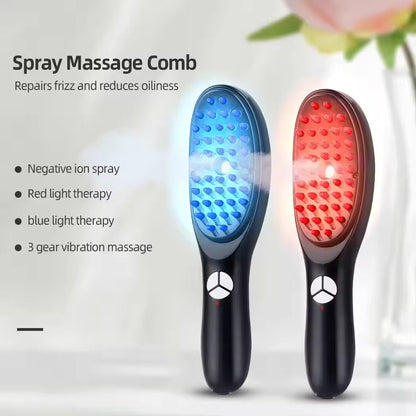 Electric Red Blue Light Therapy Vibration Comb Scalp Massage