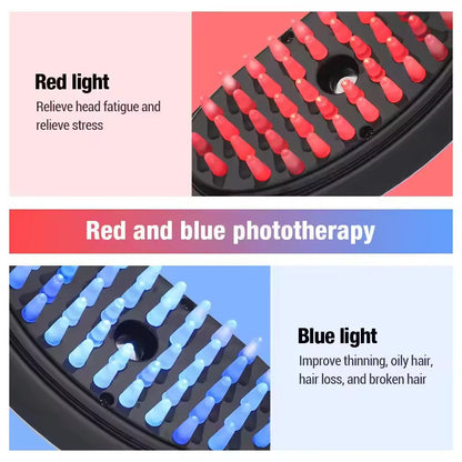 Electric Red Blue Light Therapy Vibration Comb Scalp Massage