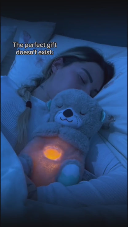 Breathing Teddy Otter Glowing Music for Baby Sensory Sleep Lights Rhythmic Soft Toy Simulation Plush for Babies Kids Soothing sound